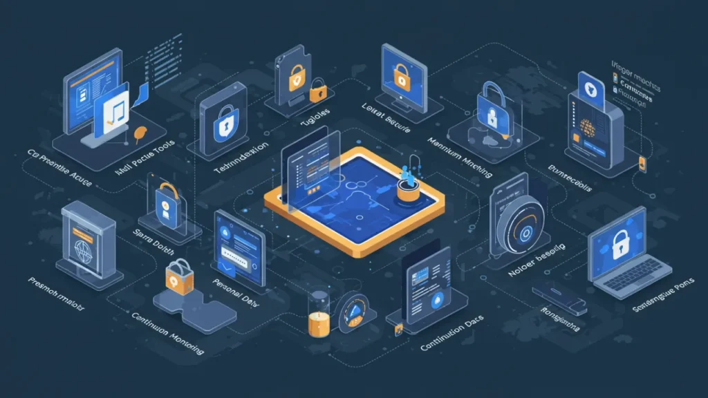 Estratégia completa de segurança digital com tecnologias para proteger dados pessoais