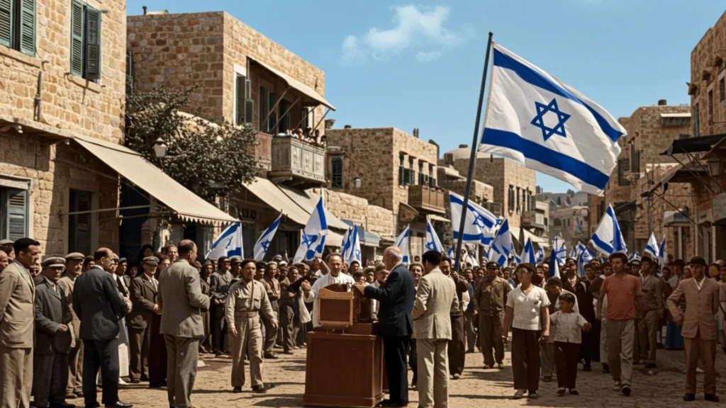 Fundação Estado Israel 1948 David Ben-Gurion independência Tel Aviv